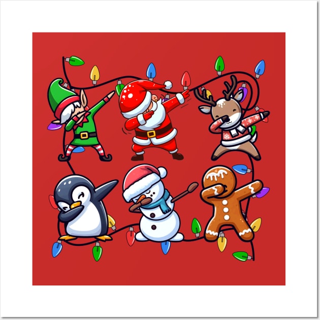 Dab Dancing Christmas Tree Lights Squad Wall Art by Etopix